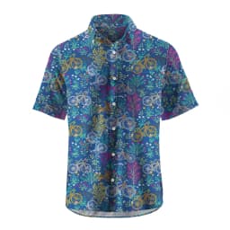 Men's Shirt Short Sleeve Plaid Bicycle Print Button Shirt Summer Beach Shirt Camping Shirt Men's Short Sleeve Shirt