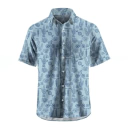 Men's Shirt Short Sleeve Plaid Bicycle Print Button Shirt Summer Beach Shirt Camping Shirt Men's Short Sleeve Shirt