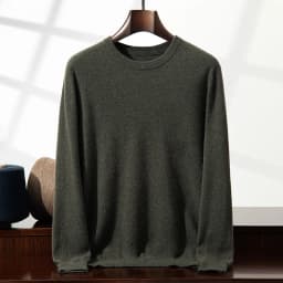 100% Cashmere Men's Pullover Business Casual Solid Knitted Sweater Loose Pull Round Neck Collar Tops Basic Versatile Jumper