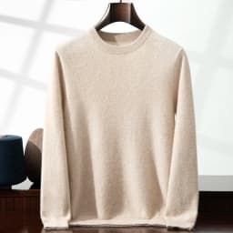 100% Cashmere Men's Pullover Business Casual Solid Knitted Sweater Loose Pull Round Neck Collar Tops Basic Versatile Jumper