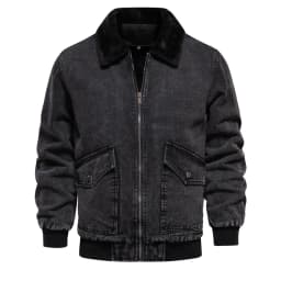AIOPESON Autumn Winter Fur Collar Jacket for Men Warm Thicken Fleece Men's Jeans Jacket and Coat Casual Fashion Denim Jacket Men