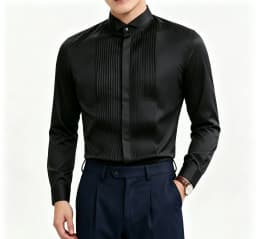 Men's Slim Fit Long Sleeve Dress Shirt, Formal Casual Button Down Shirt in Black White Pink for Business Wedding Party