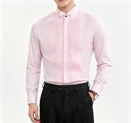 Men's Slim Fit Long Sleeve Dress Shirt, Formal Casual Button Down Shirt in Black White Pink for Business Wedding Party