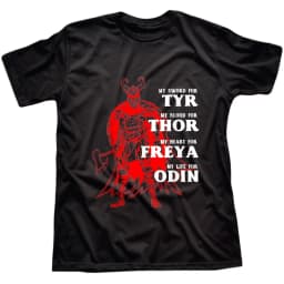 1pcs Funny 100% Cotton My Sword For Tyr Thor Freya Odin Short Sleeves T-shirt Gift Tee Shirt Crew Neck Suitable for Daily Outdoor Wear