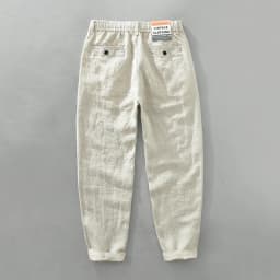 Men's linen casual pants, drawstring elastic waist, loose and breathable linen beach trousers