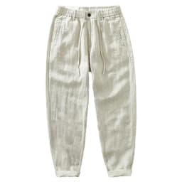 Men's linen casual pants, drawstring elastic waist, loose and breathable linen beach trousers