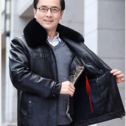 Natural Leather Jacket For Men Fur Thick Loose Plus Velvet Winter Black Leather Coats Male Sheepskin Coat Man With Fur Collar