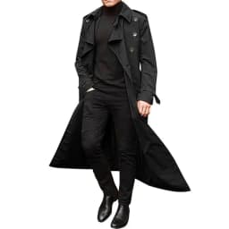 KIDWHXR Autumn Men Trench Coat Turn Down Collar Male Overcoat Simple Solid Mid Length Long Sleeve Man Windbreak Outerwear