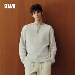 Semir Long Sleeve T-Shirt Men Waffle Texture Solid Versatile Base Layer Winter 2025 New Inner Wear Henley Collar Men's Wear