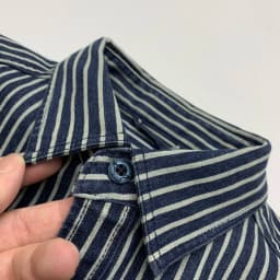Ami khaki Japanese retro-style work shirt heavyweight pure cotton vertical stripe loose long-sleeved denim shirt