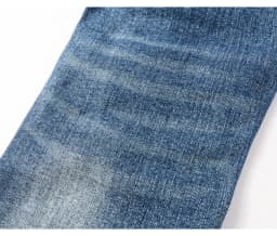 Fashionable New Men's Retro Blue Jeans With Pleated Elastic Perforated Blue Leather Patch Tight Tapered Pants Y2K