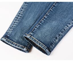 Fashionable New Men's Retro Blue Jeans With Pleated Elastic Perforated Blue Leather Patch Tight Tapered Pants Y2K