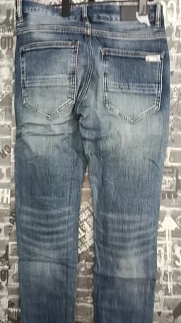 Fashionable New Men's Retro Blue Jeans With Pleated Elastic Perforated Blue Leather Patch Tight Tapered Pants Y2K