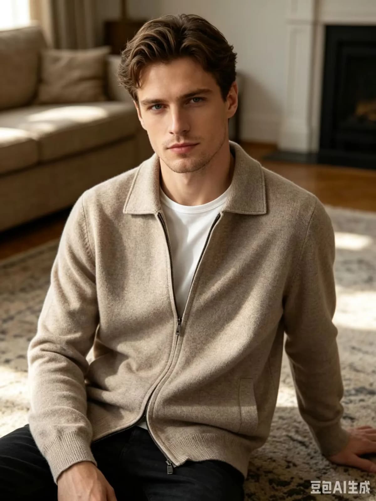 Autumn And Winter New Men's Wool Fashion Sweater Gentleman Knitted Coat Plus Size Zipper Cardigan Cashmere Sweater