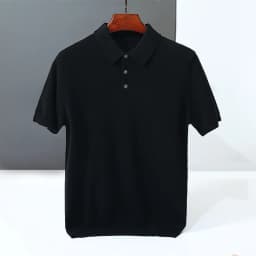 100% Cashmere Short Sleeve Soft Knit Sweater Chic Spring Summer Men's POLO-Neck Pullover Basic Smart Casual Pullover Solid Tops