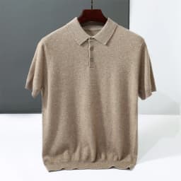 100% Cashmere Short Sleeve Soft Knit Sweater Chic Spring Summer Men's POLO-Neck Pullover Basic Smart Casual Pullover Solid Tops