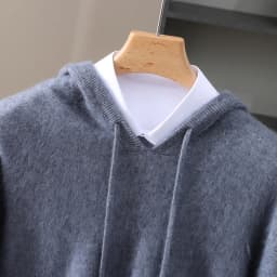 Men's Light Luxury Hooded Pullover Sweater 100% Pure Mink Cashmere Knitted Comfortable Soft Winter Jacket in Various Colors 