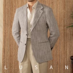 Cotton and linen herringbone pattern business gentleman thin half-lining suit NAPOLI casual slim suit men's