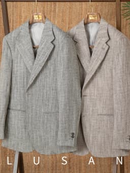 Cotton and linen herringbone pattern business gentleman thin half-lining suit NAPOLI casual slim suit men's