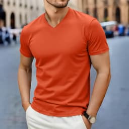 2025 New Men's Casual Fashion Simple V-neck Short Sleeved T-shirt Summer Comfortable Breathable Versatile Top