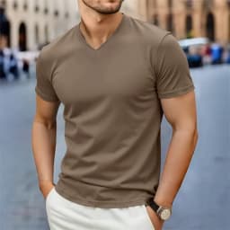 2025 New Men's Casual Fashion Simple V-neck Short Sleeved T-shirt Summer Comfortable Breathable Versatile Top
