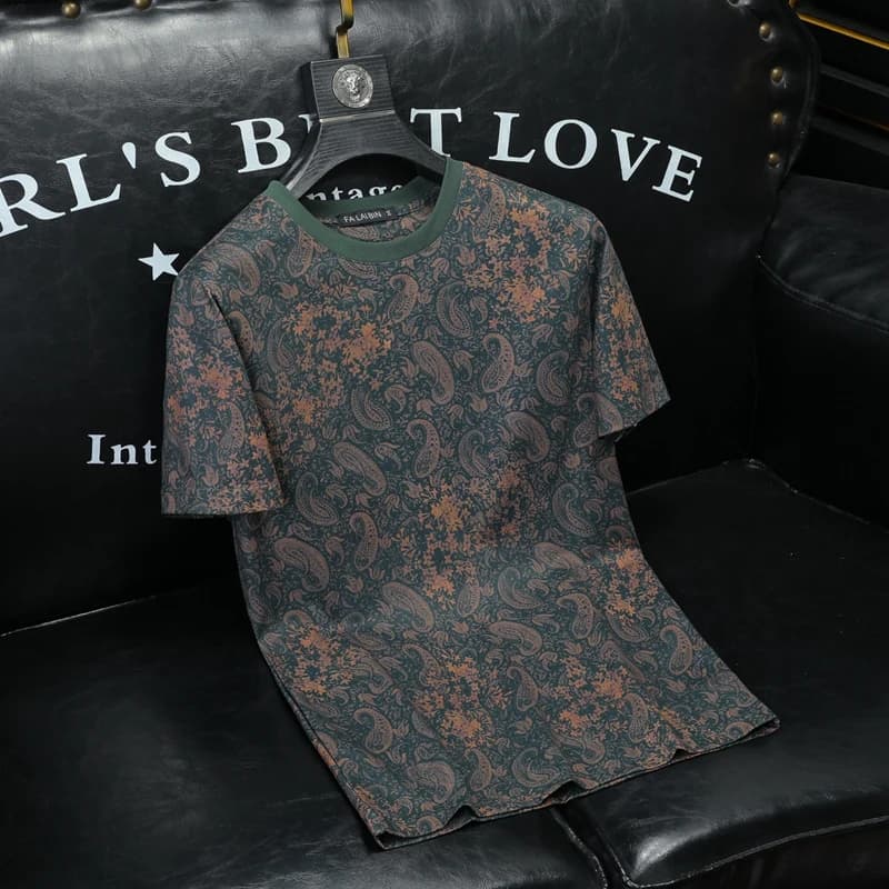 Summer Men's Printed Round Neck Short Sleeved T-shirt Fashion Slim Fit Casual Tshirts Trendy Social Tees Streetwear Men Clothing