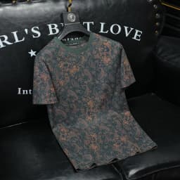 Summer Men's Printed Round Neck Short Sleeved T-shirt Fashion Slim Fit Casual Tshirts Trendy Social Tees Streetwear Men Clothing