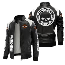 New Harley Davidson Printing Motorcycle Jacket Autumn Winter Keep Warm PU Leather Jacket Outdoor Sports Waterproof Coat