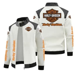 New Harley Davidson Printing Motorcycle Jacket Autumn Winter Keep Warm PU Leather Jacket Outdoor Sports Waterproof Coat