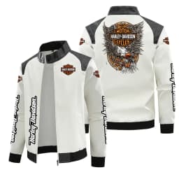 New Harley Davidson Printing Motorcycle Jacket Autumn Winter Keep Warm PU Leather Jacket Outdoor Sports Waterproof Coat