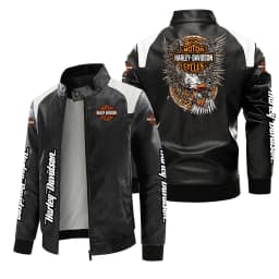 New Harley Davidson Printing Motorcycle Jacket Autumn Winter Keep Warm PU Leather Jacket Outdoor Sports Waterproof Coat