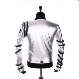 Impersonator Michael Jackson Costumes Jacket BAD Tour Silver Removable Triangle Bodysuit