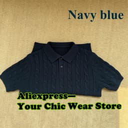 Male Shirts Vintage Men's Cotton Thick Fried Dough Twists Stand Collar Knitwear Short Sleeve Top