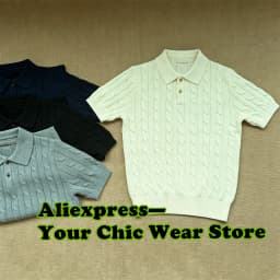 Male Shirts Vintage Men's Cotton Thick Fried Dough Twists Stand Collar Knitwear Short Sleeve Top