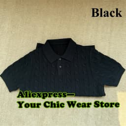 Male Shirts Vintage Men's Cotton Thick Fried Dough Twists Stand Collar Knitwear Short Sleeve Top