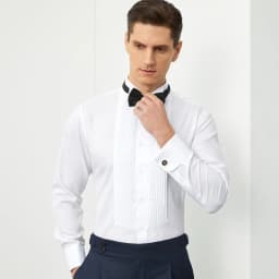 Men's Dress Cufflinks Shirt Pure Cotton Slim Wedding Banquet Wing Collar Formal Men's Bow Tie