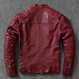 2025 Fashion Genuine Sheepskin Tanned Leather Jacket Men Vintage Motorcycle Wine Red Zipper Moto Biker Clothing Slimfit Coats