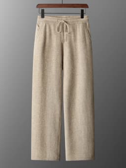 Men Luxury 100% Cashmere Knit Wide Leg Pants Warm Casual Business Trousers Solid Color Autumn Winter Skin-friendly Bottom Wear