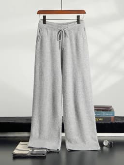 Men Luxury 100% Cashmere Knit Wide Leg Pants Warm Casual Business Trousers Solid Color Autumn Winter Skin-friendly Bottom Wear