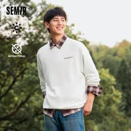 Semir Sweater Men 2026 New Spring Heating Bacteriostatic Fleece Inner Wear Top Fashion Printed