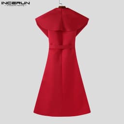 INCERUN Men Long Style Trench Lapel Sleeveless Solid Color Casual Male Cardigan With Belt Streetwear 2026 Fashion Coats S-5XL