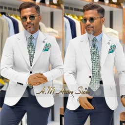 Men's 2 Piece Suit Set with Green Blazer and Navy Pants Slim Fit Formal Business Wedding Dating Prom Party Outfit Custom Tuxedo