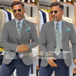 Men's 2 Piece Suit Set with Green Blazer and Navy Pants Slim Fit Formal Business Wedding Dating Prom Party Outfit Custom Tuxedo
