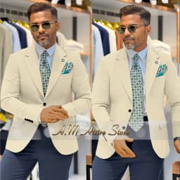 Men's 2 Piece Suit Set with Green Blazer and Navy Pants Slim Fit Formal Business Wedding Dating Prom Party Outfit Custom Tuxedo