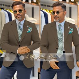 Men's 2 Piece Suit Set with Green Blazer and Navy Pants Slim Fit Formal Business Wedding Dating Prom Party Outfit Custom Tuxedo