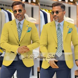Men's 2 Piece Suit Set with Green Blazer and Navy Pants Slim Fit Formal Business Wedding Dating Prom Party Outfit Custom Tuxedo