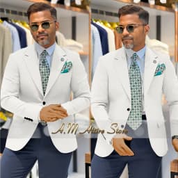 Men's 2 Piece Suit Set with Green Blazer and Navy Pants Slim Fit Formal Business Wedding Dating Prom Party Outfit Custom Tuxedo