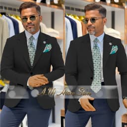 Men's 2 Piece Suit Set with Green Blazer and Navy Pants Slim Fit Formal Business Wedding Dating Prom Party Outfit Custom Tuxedo