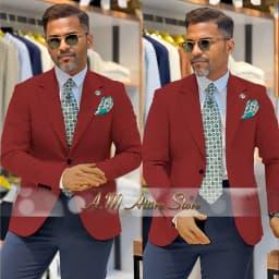 Men's 2 Piece Suit Set with Green Blazer and Navy Pants Slim Fit Formal Business Wedding Dating Prom Party Outfit Custom Tuxedo