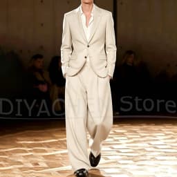 Chic Men Notch Lapel Suit Single Breasted Blazer And Wide Leg Trousers Custom Formal Business Wedding Party Daily Casual Tuxedo